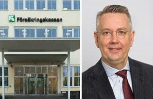 JO Thomas Norling och Försäkringskassans fasad. Collage.