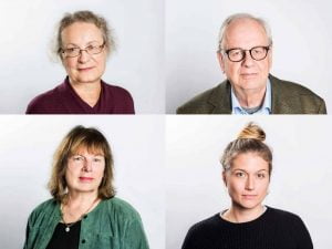 De protesterar mot SKR:s krisförslag. Övre raden: Eva Borgström och Harald Strand. Nedre raden Judith Timoney (till vänster) och Julia Henriksson. Foto: Linnea Bengtsson