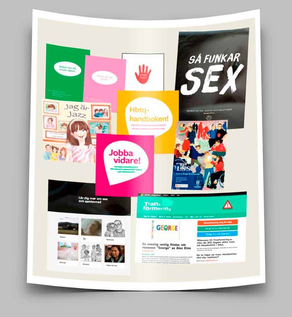 Omslag på böcker med mera.