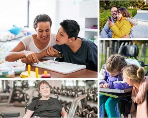 Collage av bilder som illustrerar personlig assistans.