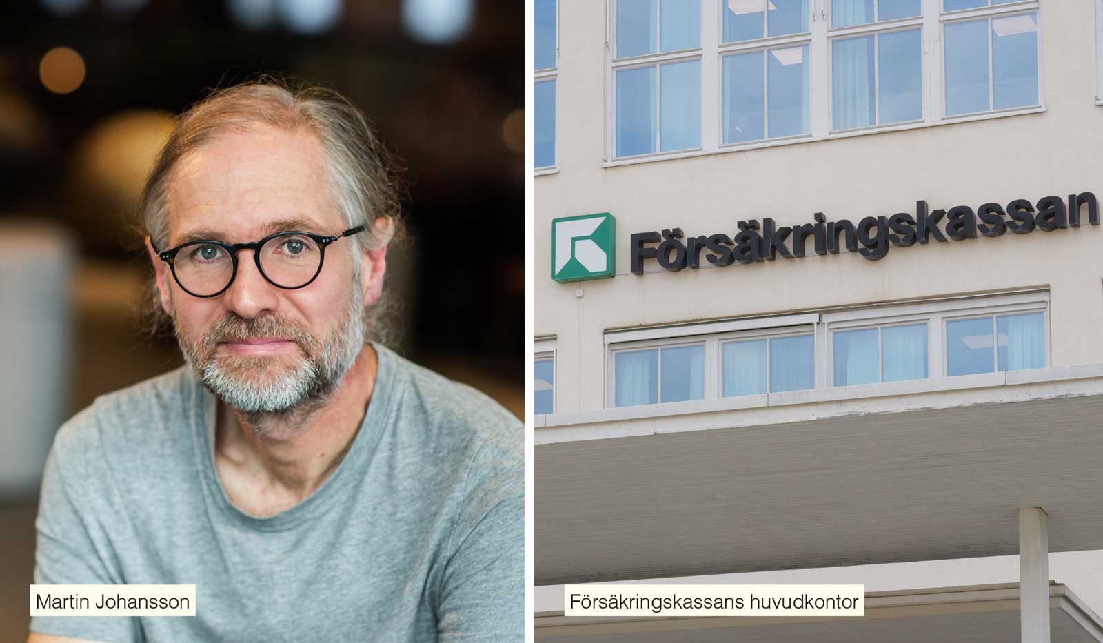Martin Johansson. Försäkringskassans fasad. Fotron: Linnea Bengtsson.